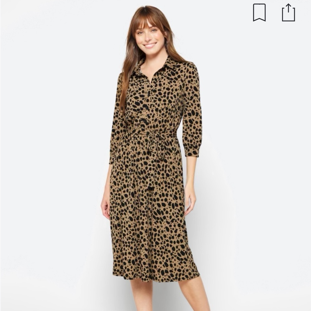 KAILEIGH
Rose Knit Midi Shirt Dress brown and black size M NWT